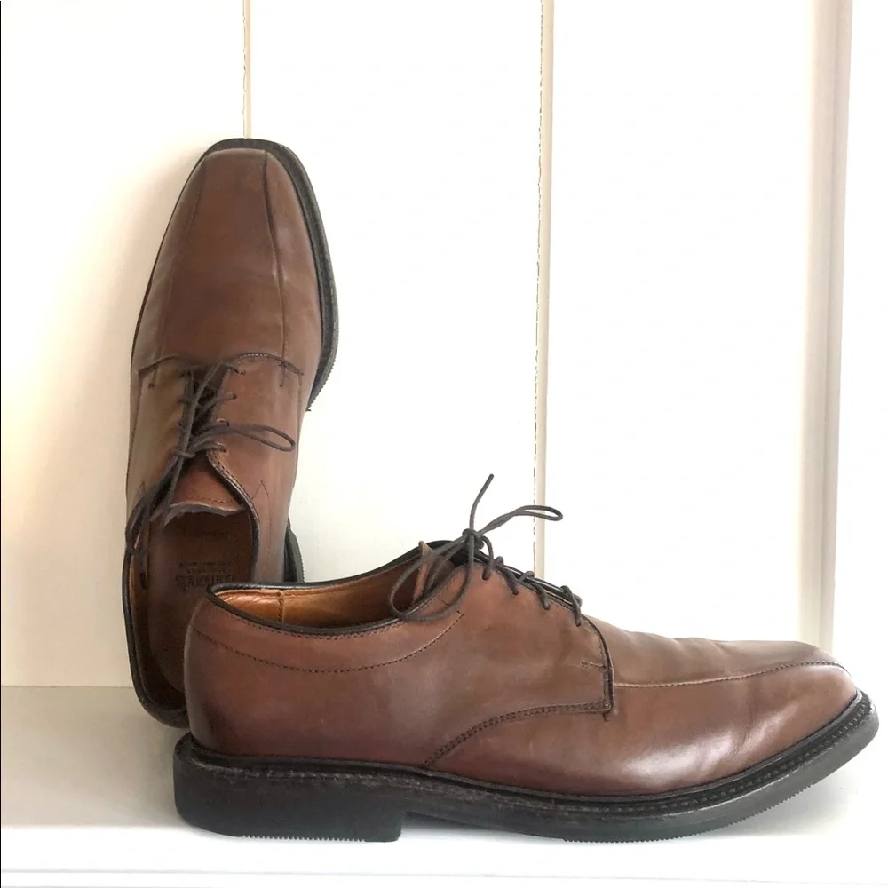Men’s ALLEN EDMOND “Warren”Dark Tan Leather Derby Shoes - Picture 12 of 13